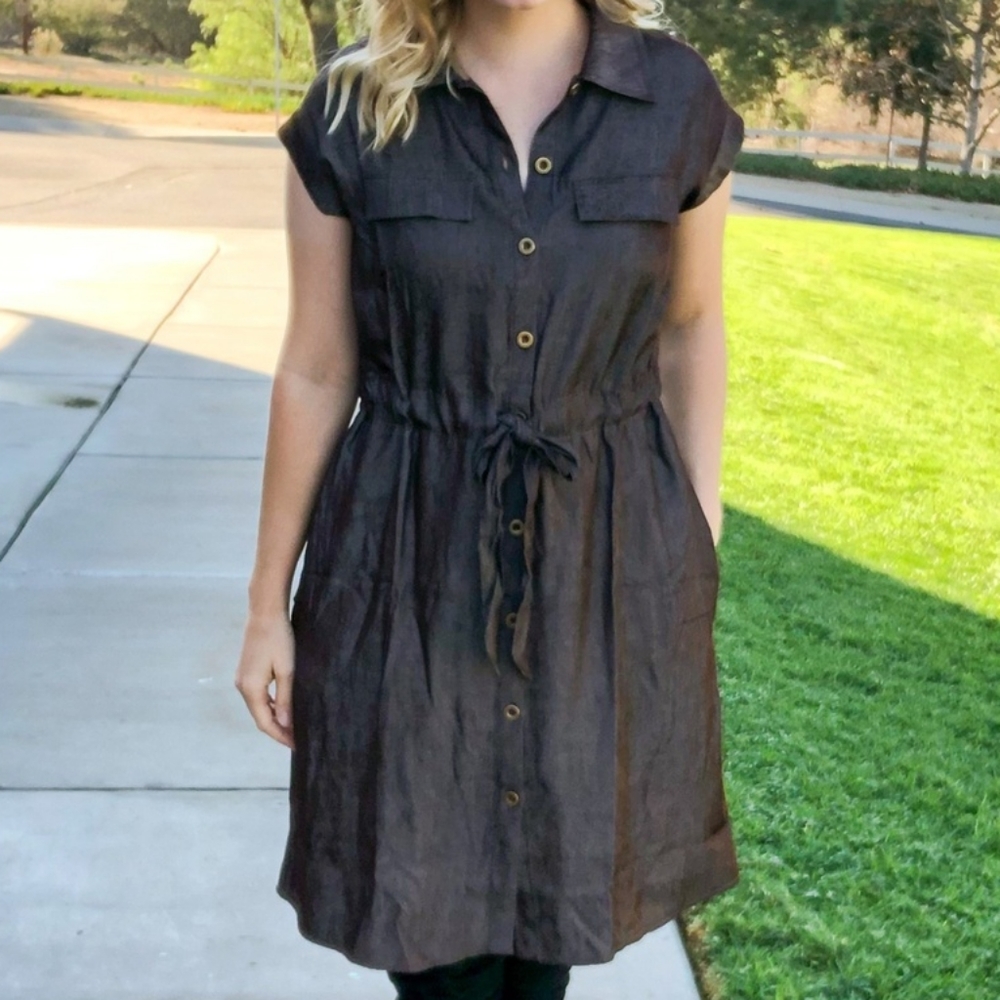Lularoe Stacie Denim Chambray Charcoal Large NWT (RARE color)